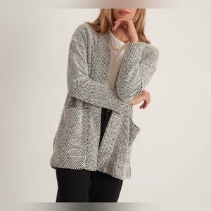 Marine Layer Woman XL Birdseye open front Cardigan Black White with Pockets
